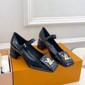 Louis Vuitton Shake Mary Janes Pump 5.5cm in Patent Leather with Quilted Block Heel Black 2023 1ACLJS (MD-231218053)