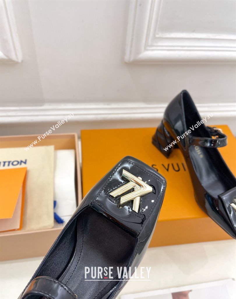 Louis Vuitton Shake Mary Janes Pump 5.5cm in Patent Leather with Quilted Block Heel Black 2023 1ACLJS (MD-231218053)