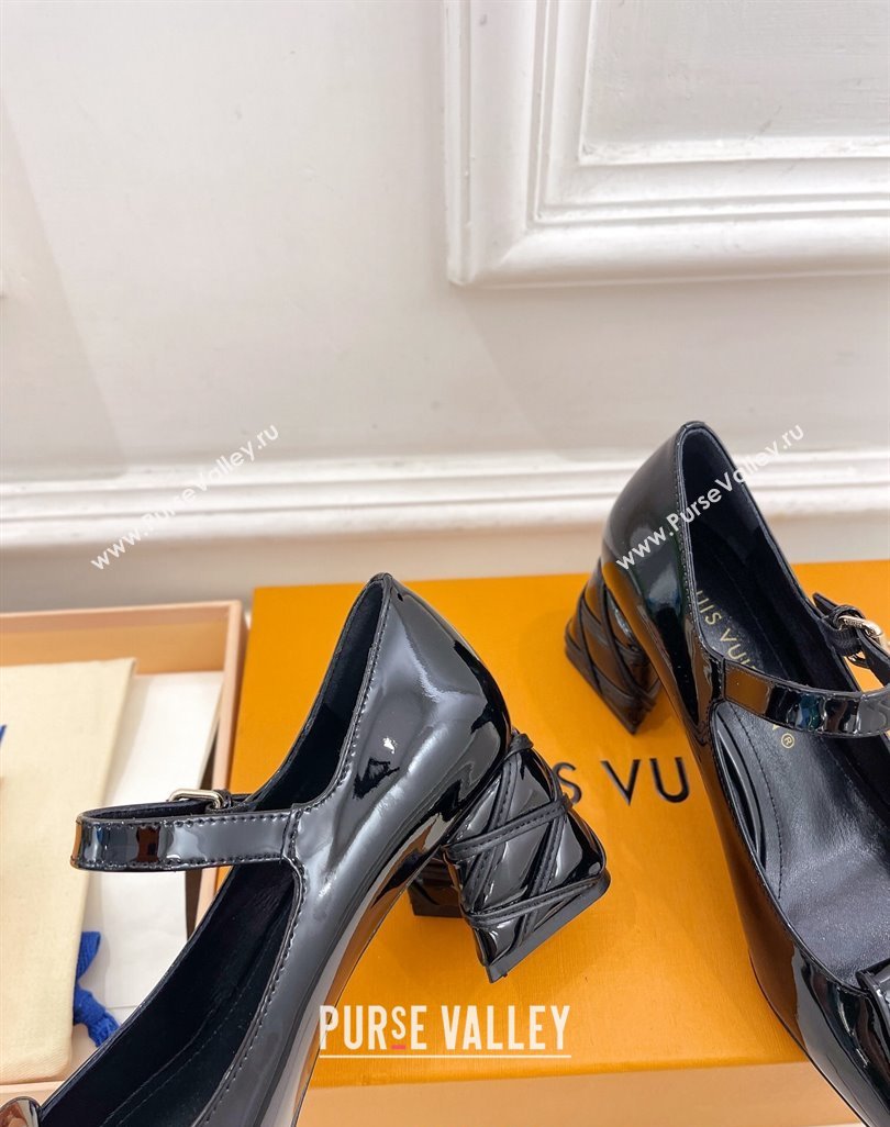 Louis Vuitton Shake Mary Janes Pump 5.5cm in Patent Leather with Quilted Block Heel Black 2023 1ACLJS (MD-231218053)