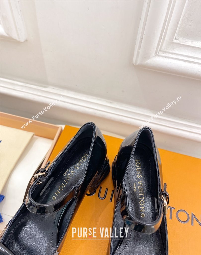 Louis Vuitton Shake Mary Janes Pump 5.5cm in Patent Leather with Quilted Block Heel Black 2023 1ACLJS (MD-231218053)