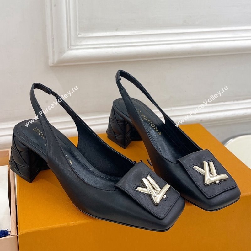 Louis Vuitton Shake Slingback Pump 5.5cm in Calf Leather with Quilted Block Heel 2023 1ACLJS (MD-231218054)