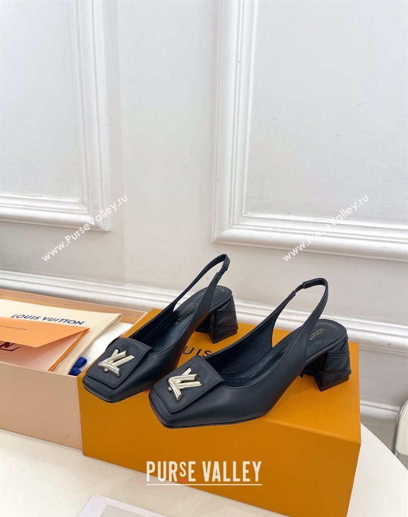 Louis Vuitton Shake Slingback Pump 5.5cm in Calf Leather with Quilted Block Heel 2023 1ACLJS (MD-231218054)