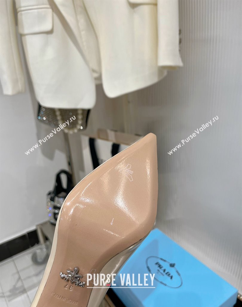 Prada Brushed Leather High Heel Pumps 8.5cm with Back Logo Nude 2023 PR121401 (MD-231214012)