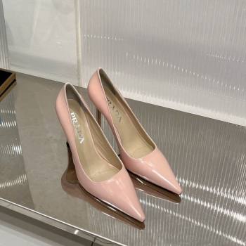 Prada Brushed Leather High Heel Pumps 8.5cm with Back Logo Light Pink 2023 PR121401 (MD-231214014)