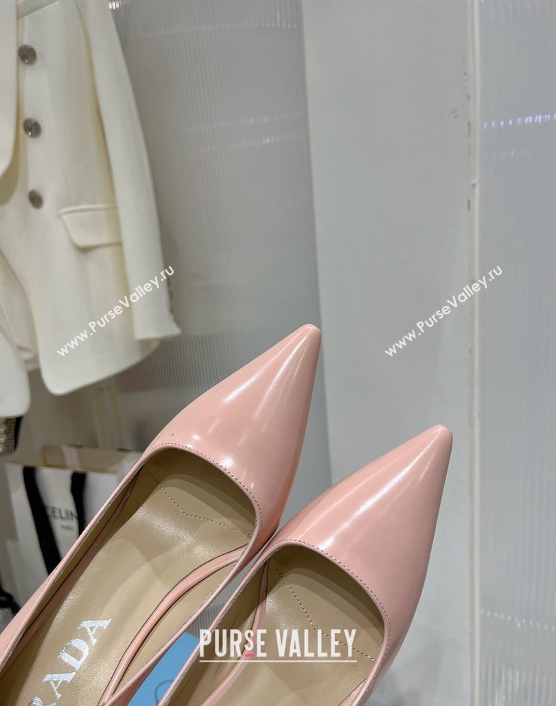 Prada Brushed Leather High Heel Pumps 8.5cm with Back Logo Light Pink 2023 PR121401 (MD-231214014)