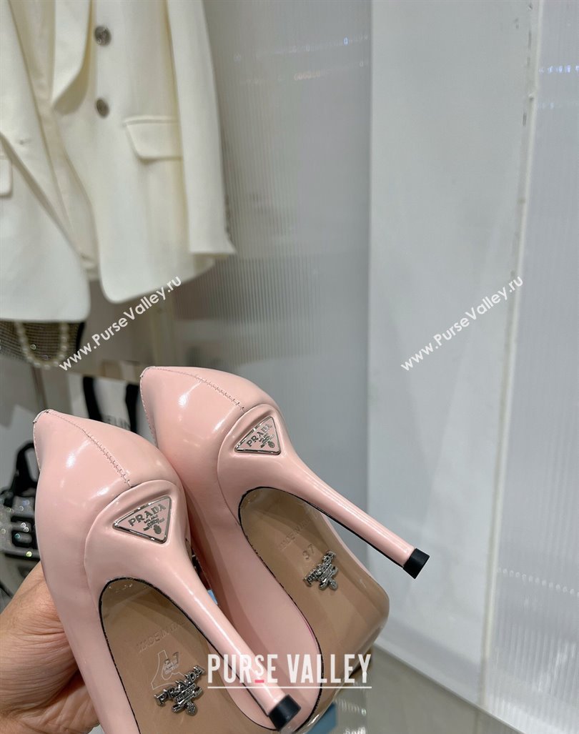 Prada Brushed Leather High Heel Pumps 8.5cm with Back Logo Light Pink 2023 PR121401 (MD-231214014)