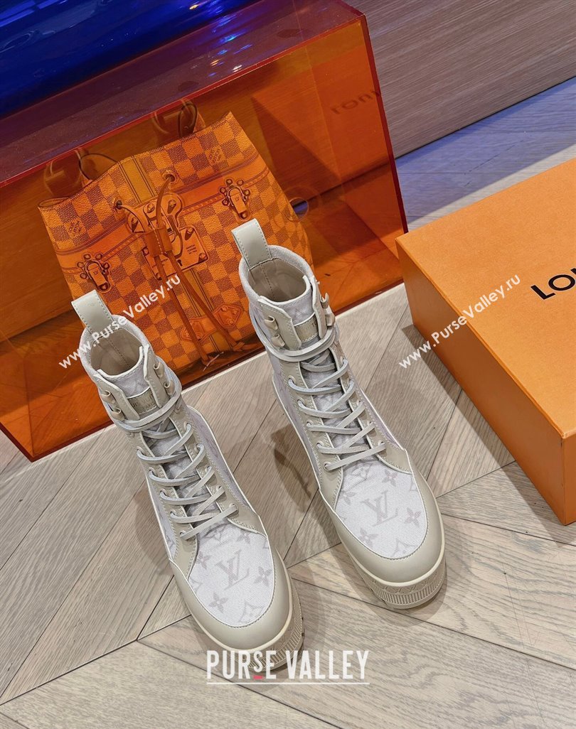 Louis Vuitton Laureate Platform Desert Ankle Boots in Leather and Mesh Beige 2023 1ACAAE (MD-231218039)