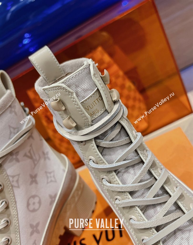 Louis Vuitton Laureate Platform Desert Ankle Boots in Leather and Mesh Beige 2023 1ACAAE (MD-231218039)