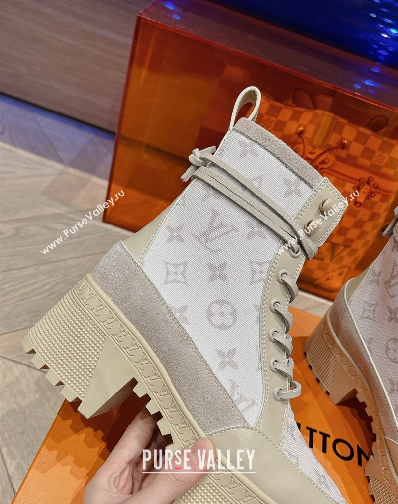 Louis Vuitton Laureate Platform Desert Ankle Boots in Leather and Mesh Beige 2023 1ACAAE (MD-231218039)