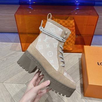 Louis Vuitton Laureate Platform Desert Ankle Boots in Monogram Wool Brown/Grey 2023 1AC7M0 (MD-231218040)