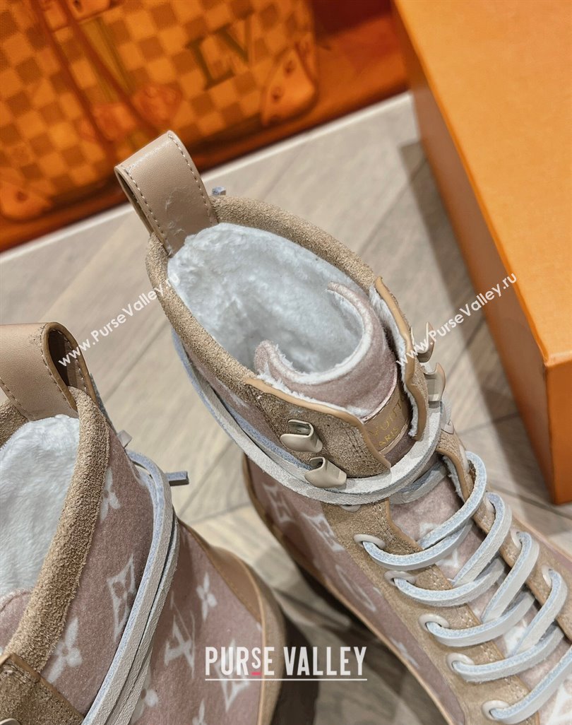 Louis Vuitton Laureate Platform Desert Ankle Boots in Monogram Wool Brown/Grey 2023 1AC7M0 (MD-231218040)