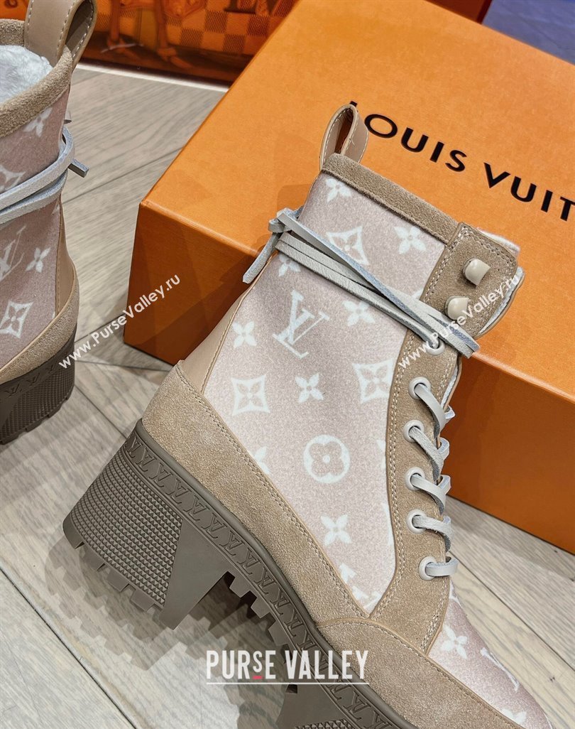 Louis Vuitton Laureate Platform Desert Ankle Boots in Monogram Wool Brown/Grey 2023 1AC7M0 (MD-231218040)