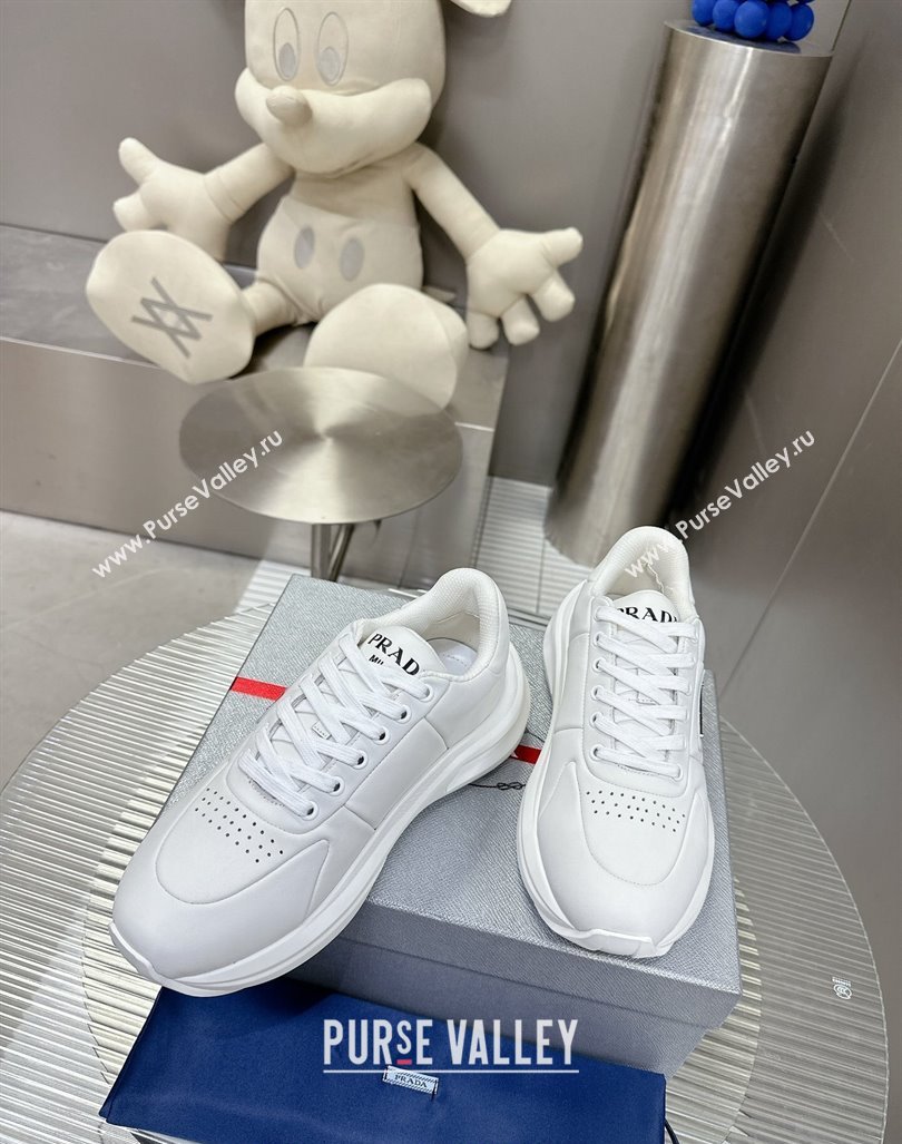 Prada Mens Leather Platform Sneakers White 2 2023 PR121403 (MD-231214022)