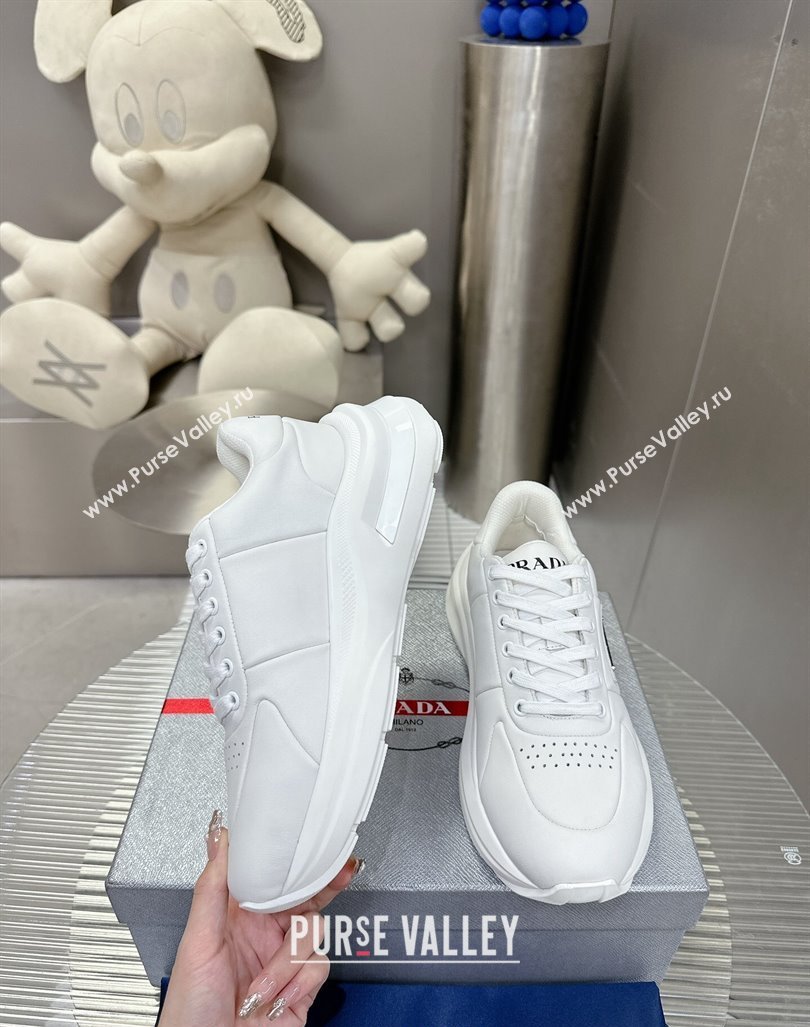 Prada Mens Leather Platform Sneakers White 2 2023 PR121403 (MD-231214022)