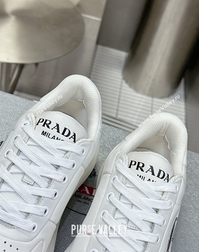 Prada Mens Leather Platform Sneakers White 2 2023 PR121403 (MD-231214022)