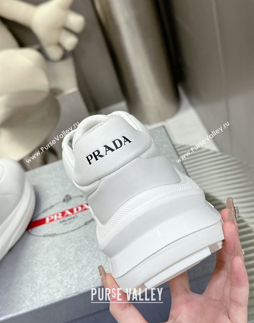 Prada Mens Leather Platform Sneakers White 2 2023 PR121403 (MD-231214022)