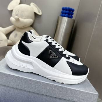 Prada Mens Leather Platform Sneakers White/Black 2023 PR121403 (MD-231214025)