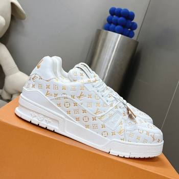 Louis Vuitton LV Trainer Sneakers in Mini Monogram Leather White/Gold 2023 LV121802 (MD-231218063)