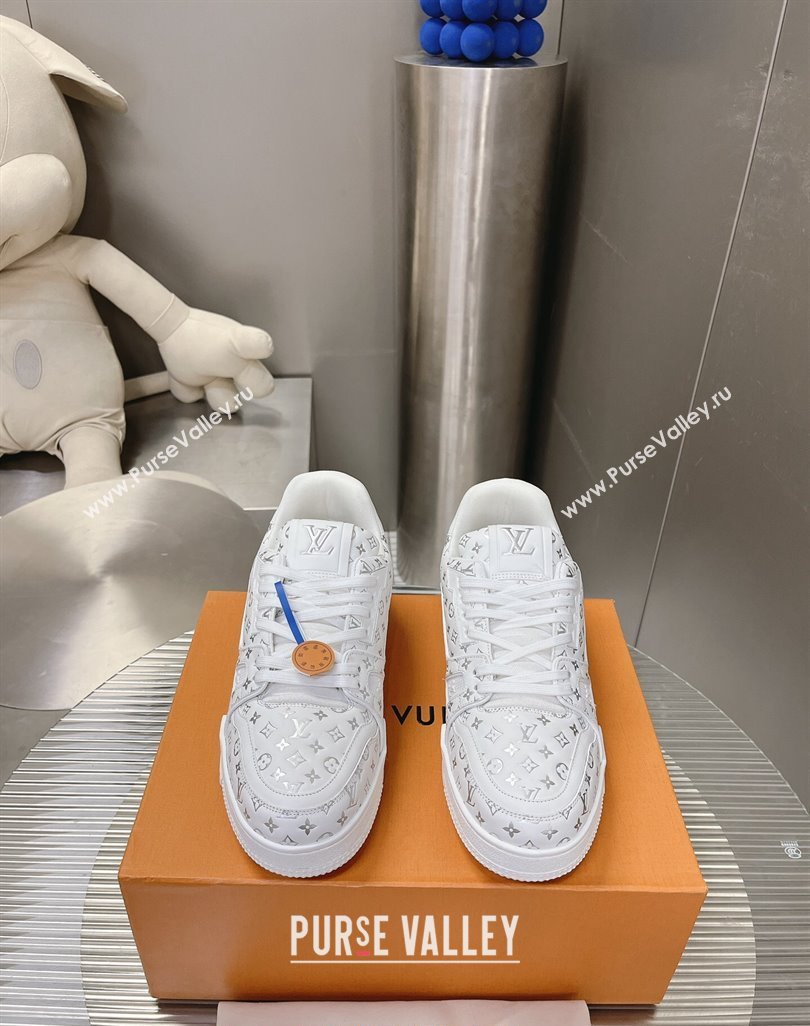 Louis Vuitton LV Trainer Sneakers in Mini Monogram Leather White/Silver 2023 LV121802 (MD-231218064)