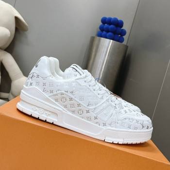 Louis Vuitton LV Trainer Sneakers in Mini Monogram Leather White/Silver 2023 LV121802 (MD-231218064)