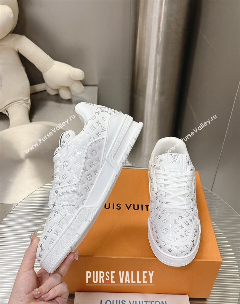 Louis Vuitton LV Trainer Sneakers in Mini Monogram Leather White/Silver 2023 LV121802 (MD-231218064)