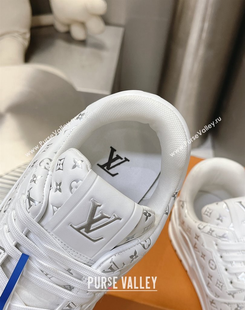 Louis Vuitton LV Trainer Sneakers in Mini Monogram Leather White/Silver 2023 LV121802 (MD-231218064)