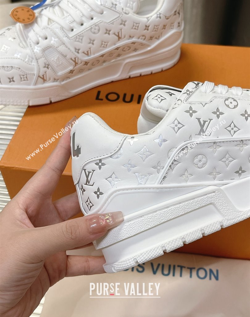 Louis Vuitton LV Trainer Sneakers in Mini Monogram Leather White/Silver 2023 LV121802 (MD-231218064)