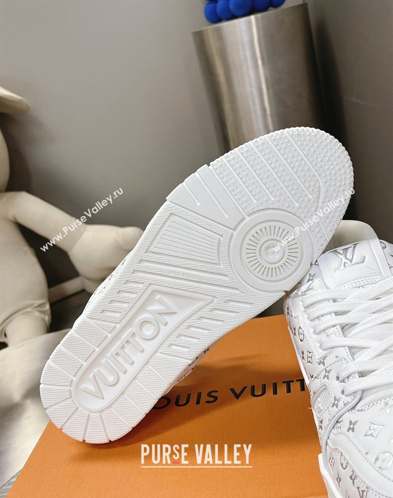 Louis Vuitton LV Trainer Sneakers in Mini Monogram Leather White/Silver 2023 LV121802 (MD-231218064)