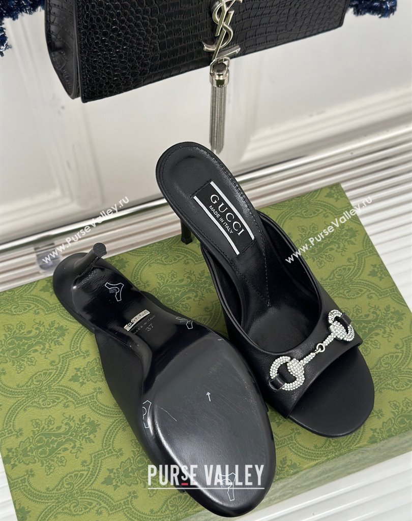 Gucci Horsebit 1955 High Heel Slide Sandals 9.5cm in Calf Leather Black 2023 (MD-231218008)