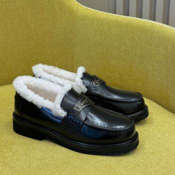 Dior Boy Loafers in Calfskin and Shearling Black Leather 2023 (SS-231214053)