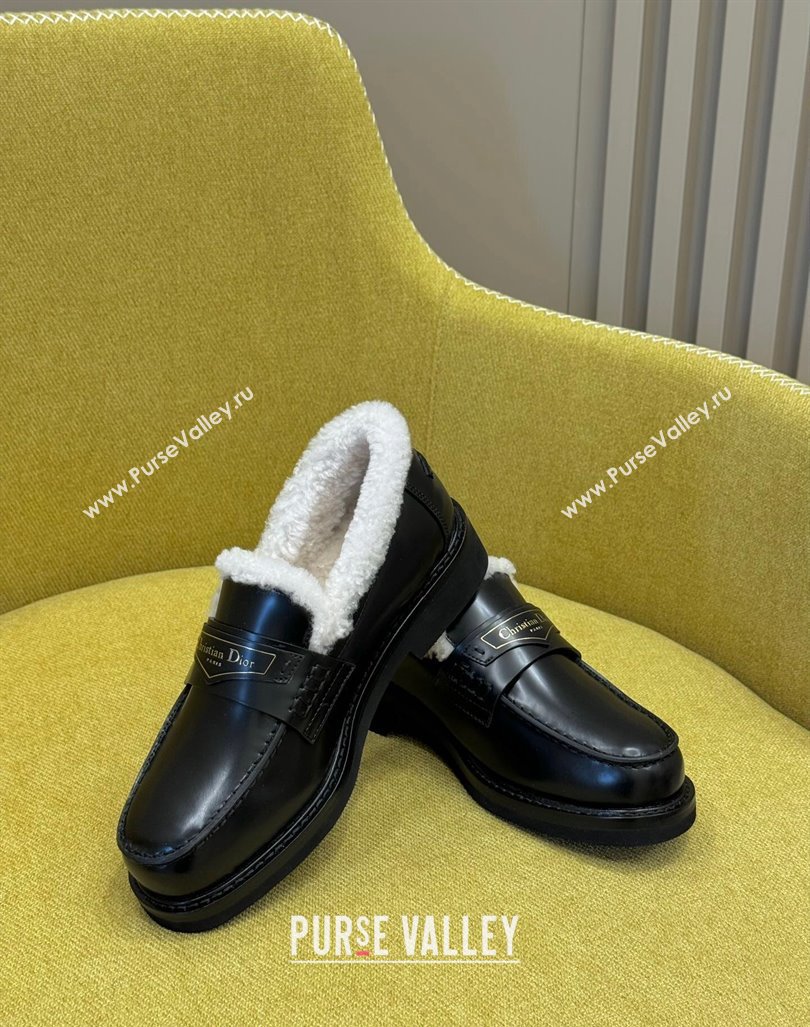 Dior Boy Loafers in Calfskin and Shearling Black Leather 2023 (SS-231214053)