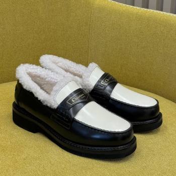 Dior Boy Loafers in Calfskin and Shearling Black/White 2023 (SS-231214054)