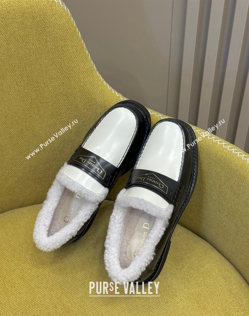 Dior Boy Loafers in Calfskin and Shearling Black/White 2023 (SS-231214054)