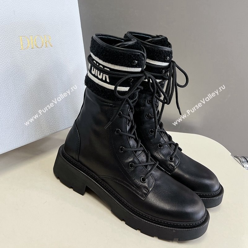 Dior D-Major Ankle Boots in Calfskin Leather and Wool Black 2023 (SS-231218113)