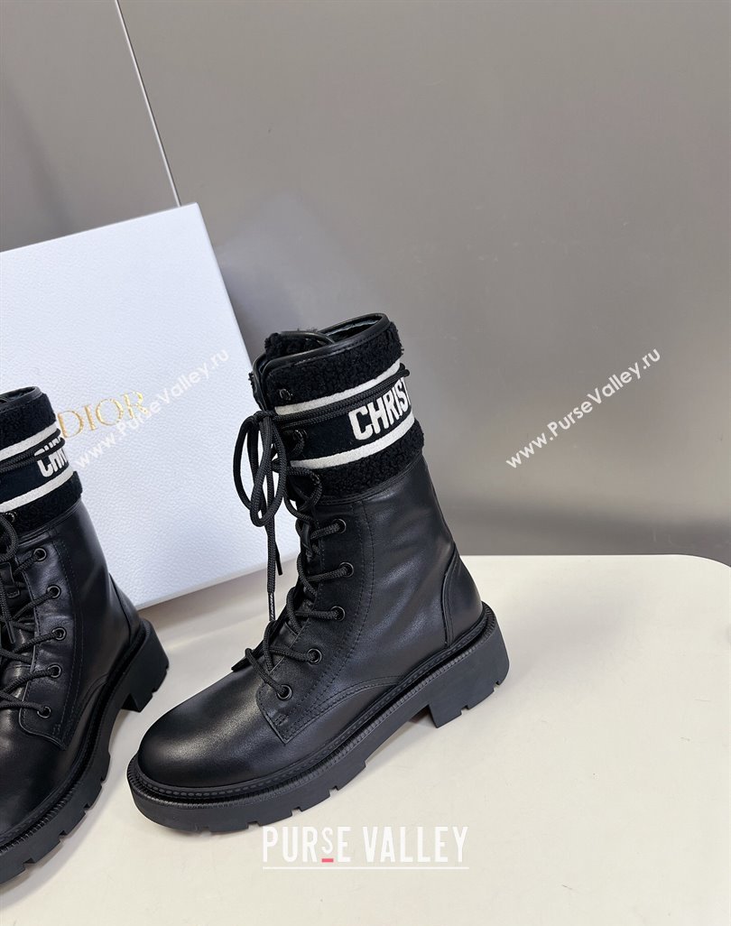 Dior D-Major Ankle Boots in Calfskin Leather and Wool Black 2023 (SS-231218113)