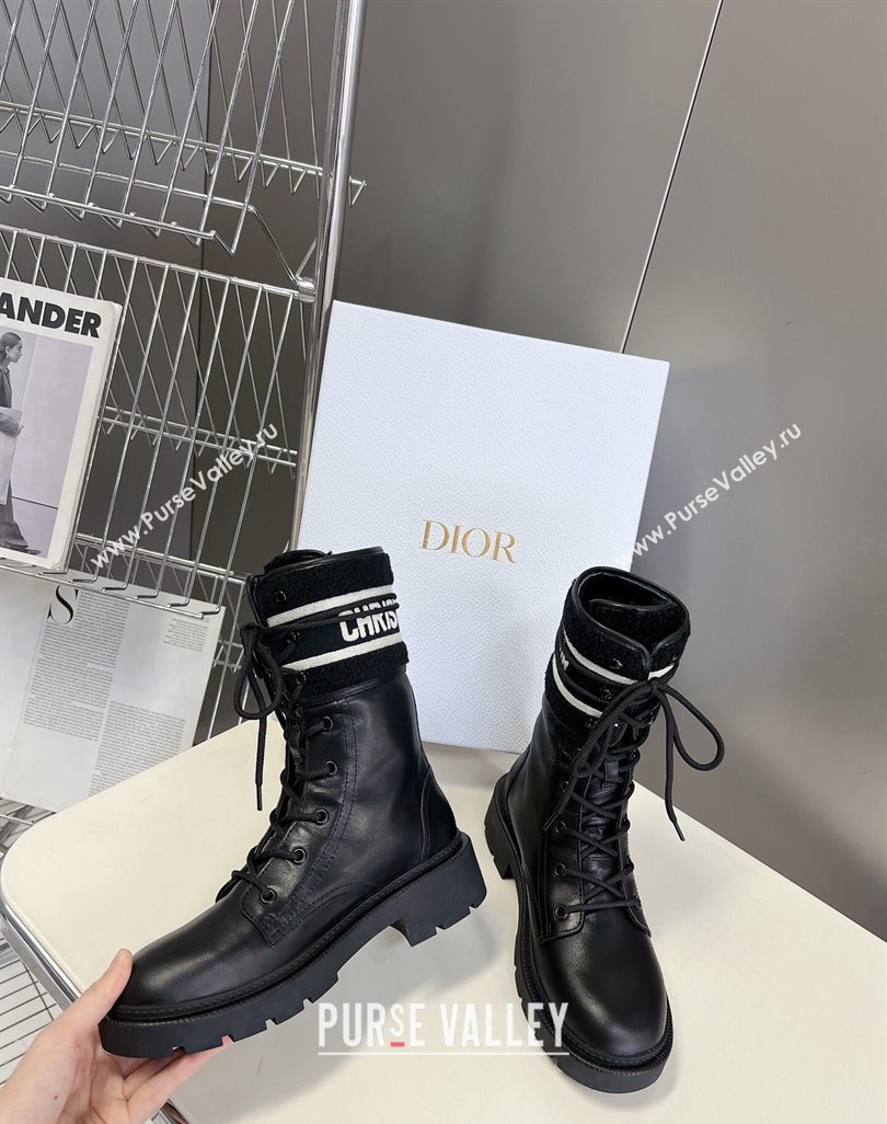 Dior D-Major Ankle Boots in Calfskin Leather and Wool Black 2023 (SS-231218113)