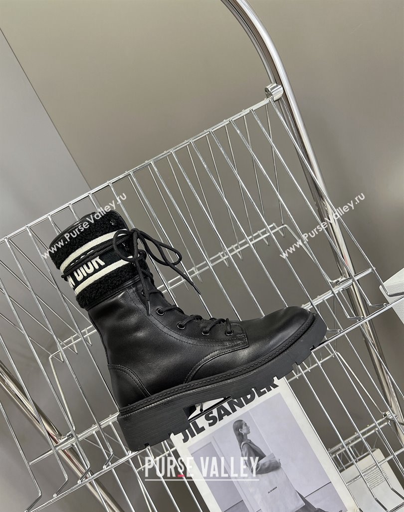 Dior D-Major Ankle Boots in Calfskin Leather and Wool Black 2023 (SS-231218113)
