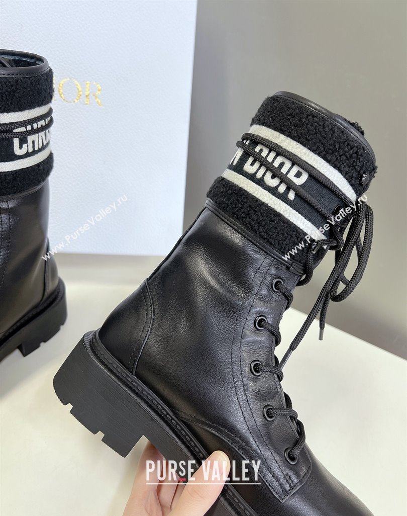 Dior D-Major Ankle Boots in Calfskin Leather and Wool Black 2023 (SS-231218113)