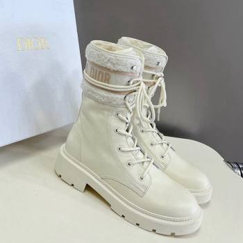 Dior D-Major Ankle Boots in Calfskin Leather and Wool White 2023 (SS-231218114)