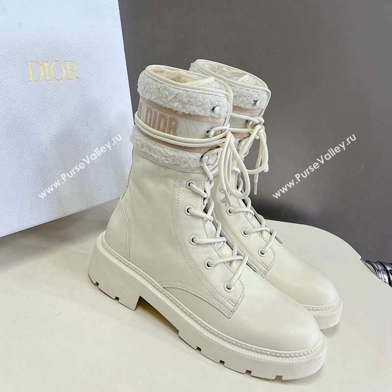 Dior D-Major Ankle Boots in Calfskin Leather and Wool White 2023 (SS-231218114)