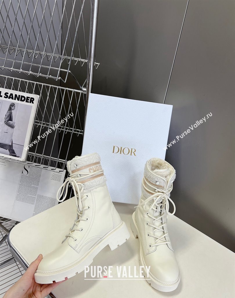 Dior D-Major Ankle Boots in Calfskin Leather and Wool White 2023 (SS-231218114)