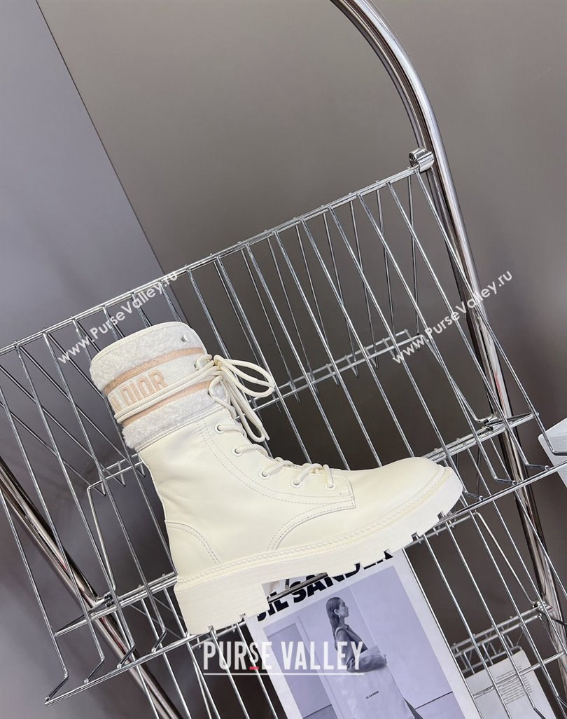 Dior D-Major Ankle Boots in Calfskin Leather and Wool White 2023 (SS-231218114)