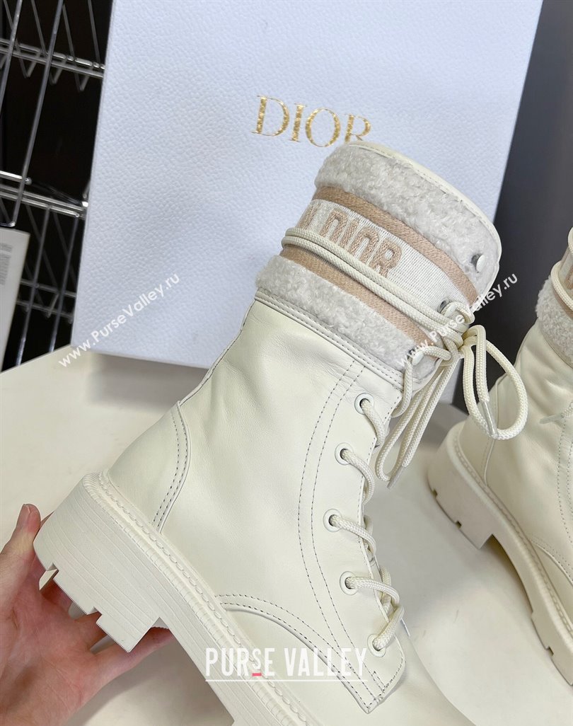 Dior D-Major Ankle Boots in Calfskin Leather and Wool White 2023 (SS-231218114)