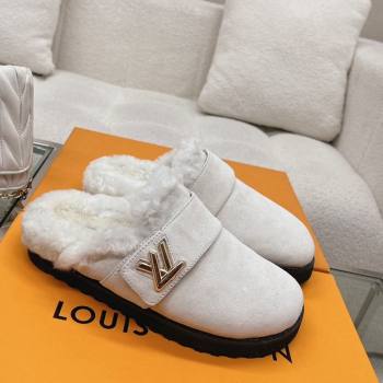 Louis Vuitton LV Cosy Flat Comfort Clog Mules in Suede Light Grey 2023 1AC6Z3 (MD-231218069)
