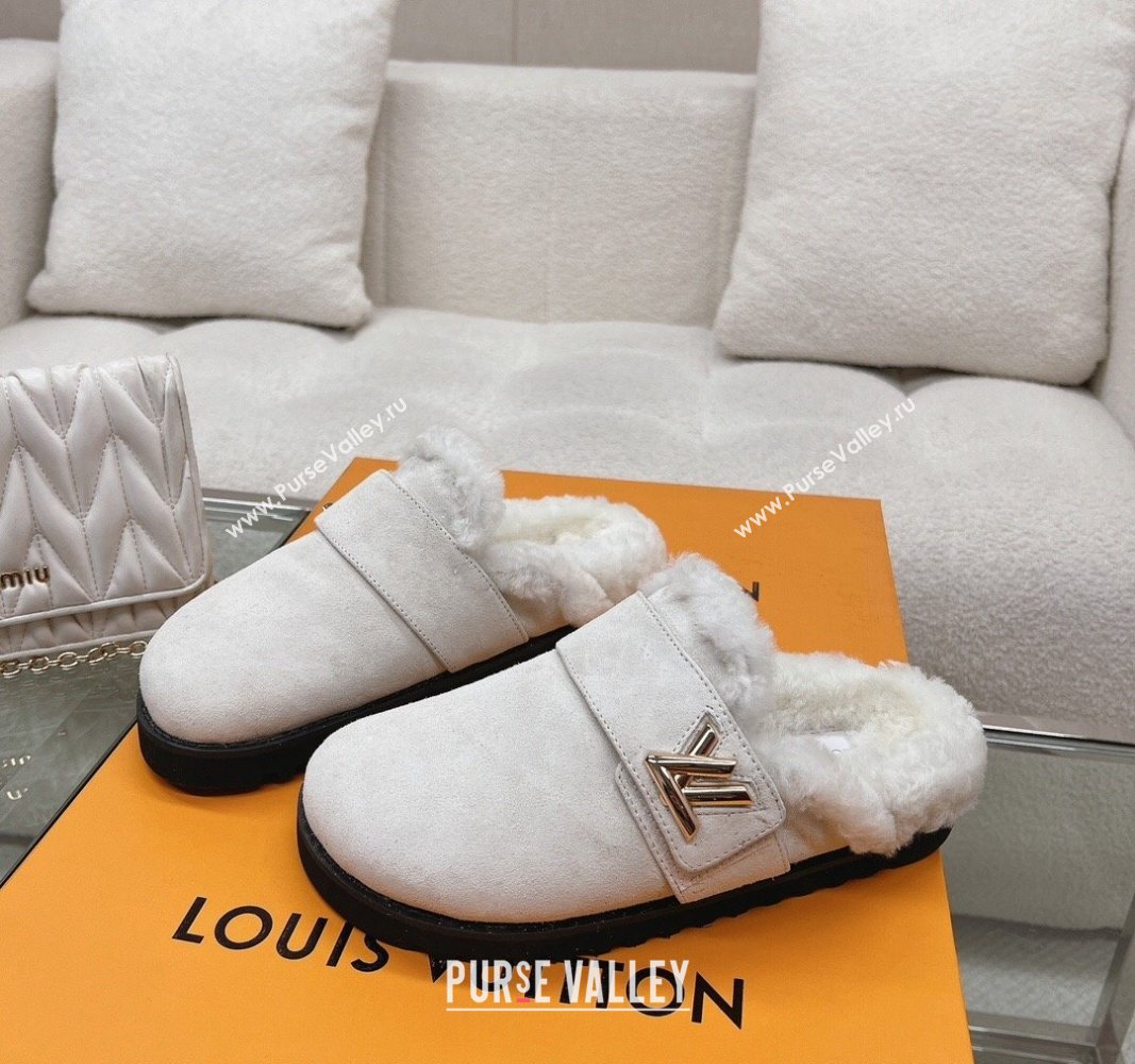 Louis Vuitton LV Cosy Flat Comfort Clog Mules in Suede Light Grey 2023 1AC6Z3 (MD-231218069)