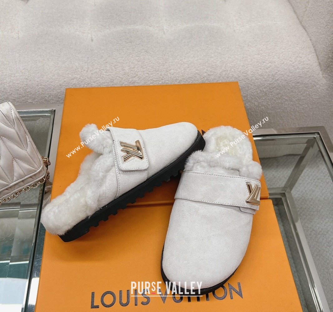 Louis Vuitton LV Cosy Flat Comfort Clog Mules in Suede Light Grey 2023 1AC6Z3 (MD-231218069)