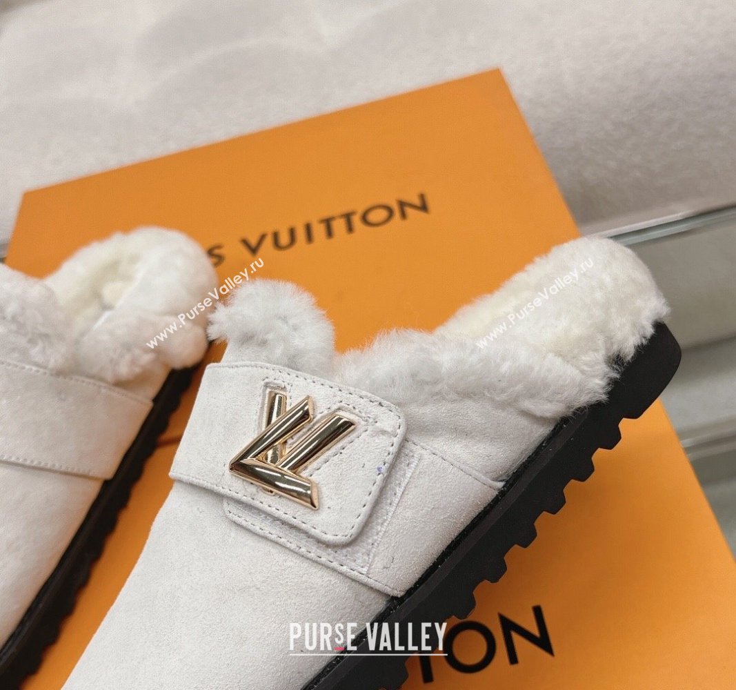 Louis Vuitton LV Cosy Flat Comfort Clog Mules in Suede Light Grey 2023 1AC6Z3 (MD-231218069)