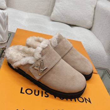 Louis Vuitton LV Cosy Flat Comfort Clog Mules in Suede Taupe Grey 2023 1AC6Z3 (MD-231218070)