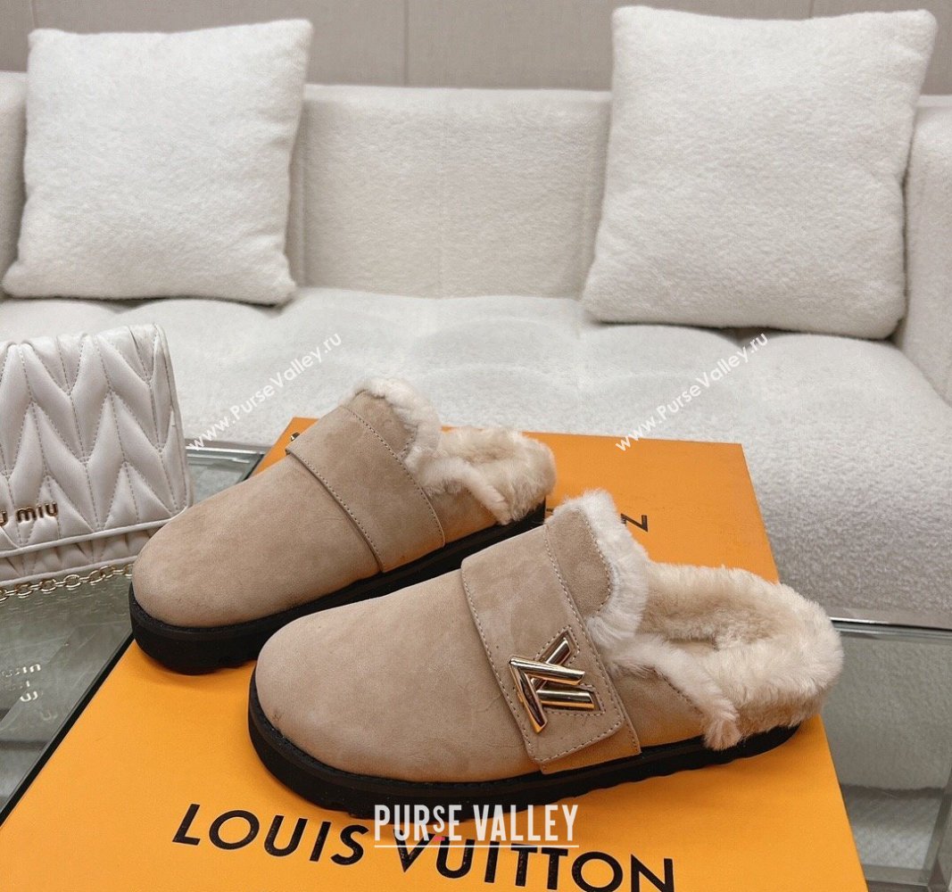 Louis Vuitton LV Cosy Flat Comfort Clog Mules in Suede Taupe Grey 2023 1AC6Z3 (MD-231218070)