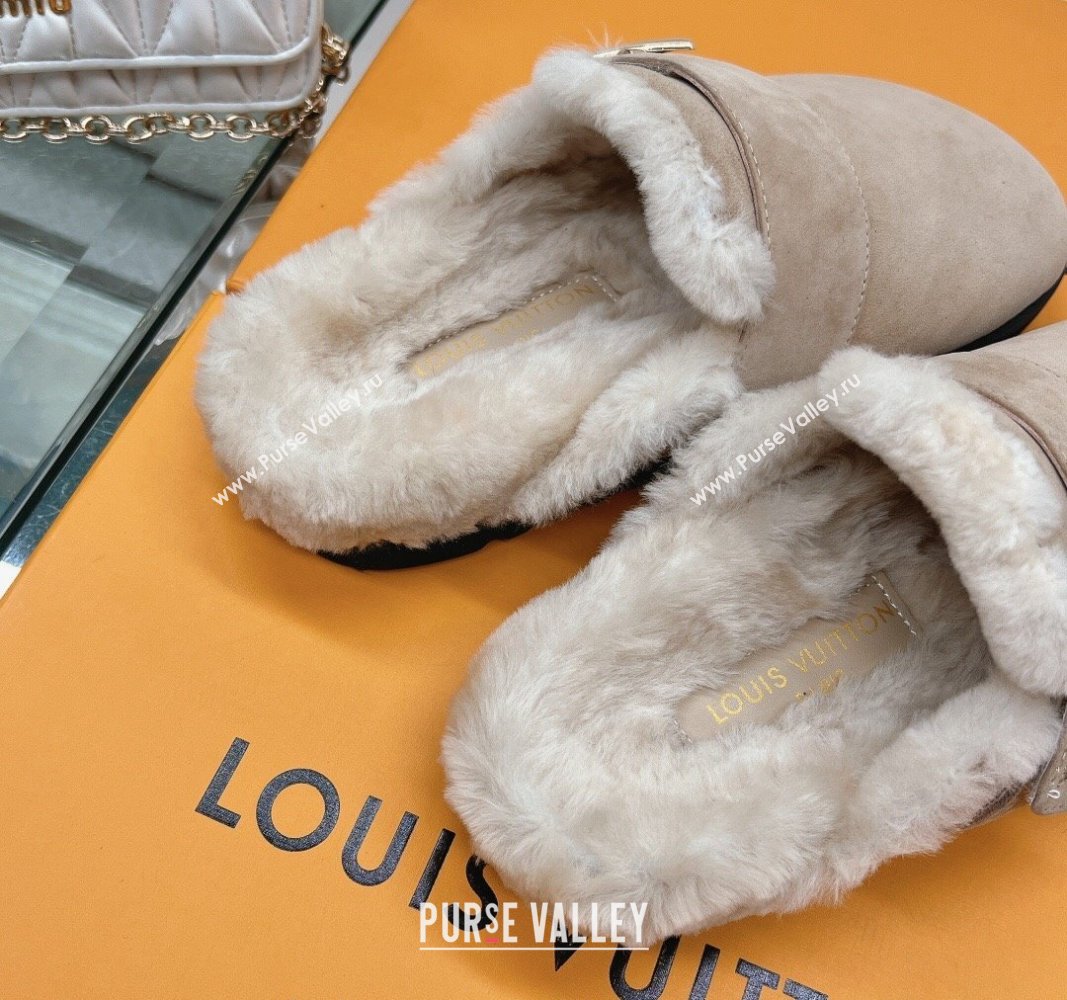 Louis Vuitton LV Cosy Flat Comfort Clog Mules in Suede Taupe Grey 2023 1AC6Z3 (MD-231218070)